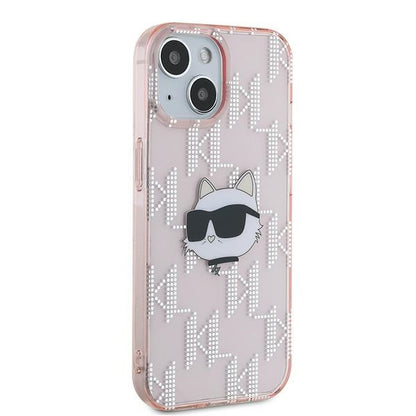 Étui pour Apple iPhone 14, Karl Lagerfeld, IML Luxury Monogram Choupette's Head, Rose