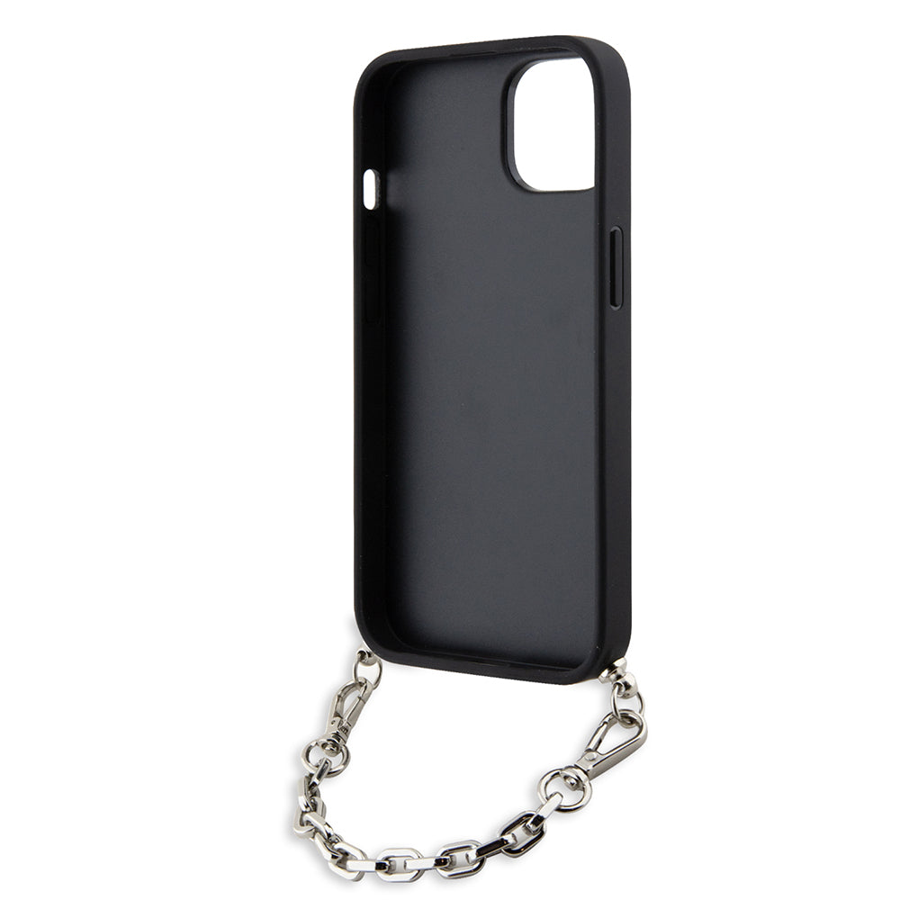 Hülle für Apple iPhone 14, Karl Lagerfeld, Saffiano Monogram Chain, Schwarz