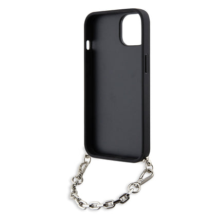 Hülle für Apple iPhone 14, Karl Lagerfeld, Saffiano Monogram Chain, Schwarz