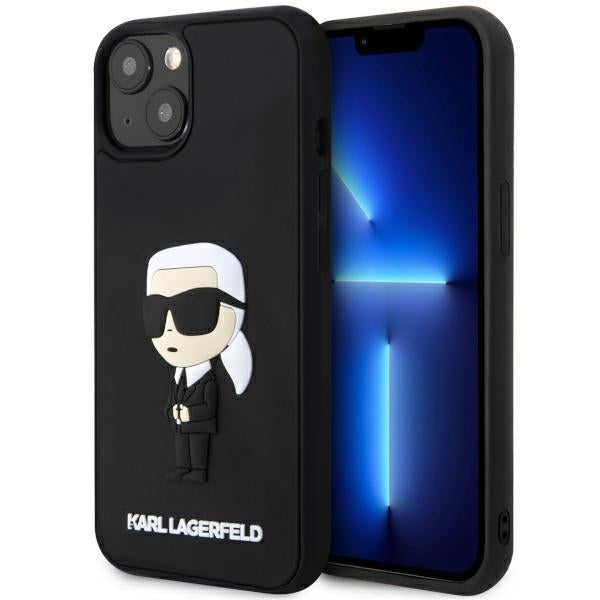 Housse pour Apple iPhone 14 Plus, Karl Lagerfeld, 3D Rubber Ikonik Karl, Noire