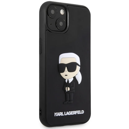 Housse pour Apple iPhone 14 Plus, Karl Lagerfeld, 3D Rubber Ikonik Karl, Noire