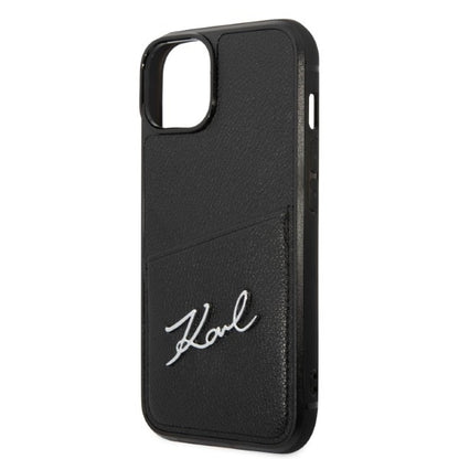 Hülle für Apple iPhone 14 Plus, Karl Lagerfeld, Cardslots Signature Logo, Schwarz