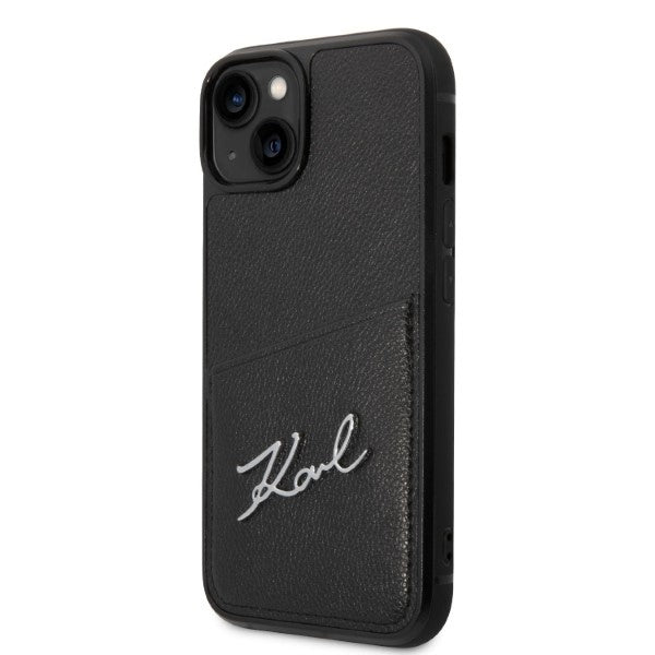 Hülle für Apple iPhone 14 Plus, Karl Lagerfeld, Cardslots Signature Logo, Schwarz
