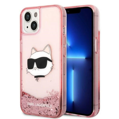 Hülle für Apple iPhone 14 Plus, Karl Lagerfeld, Glitter Choupette's Head, Rosa
