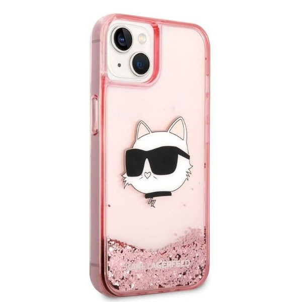 Hülle für Apple iPhone 14 Plus, Karl Lagerfeld, Glitter Choupette's Head, Rosa