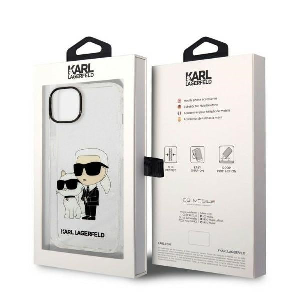 Case for Apple iPhone 14 Plus, Karl Lagerfeld, Glitter Karl & Choupette, Transparent