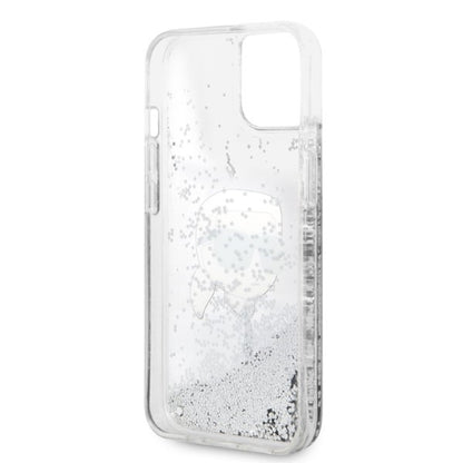 Case for Apple iPhone 14 Plus, Karl Lagerfeld, Glitter Karl's Head, Silver