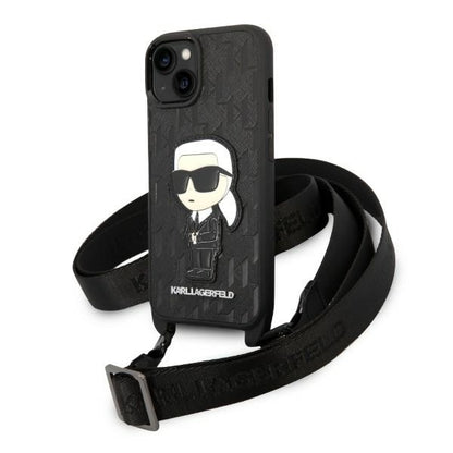 Étui pour Apple iPhone 14 Plus, Karl Lagerfeld, Monogram Ikonik Karl, Blanc