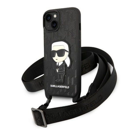 Étui pour Apple iPhone 14 Plus, Karl Lagerfeld, Monogram Ikonik Karl, Blanc