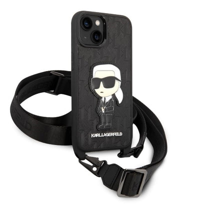 Étui pour Apple iPhone 14 Plus, Karl Lagerfeld, Monogram Ikonik Karl, Blanc