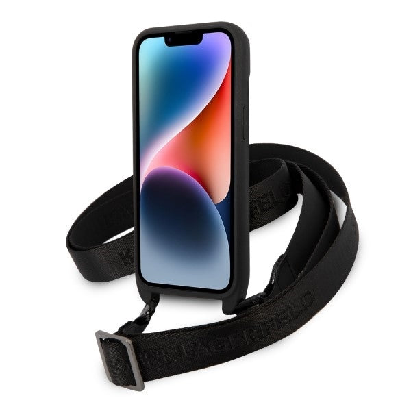 Étui pour Apple iPhone 14 Plus, Karl Lagerfeld, Monogram Ikonik Karl, Blanc