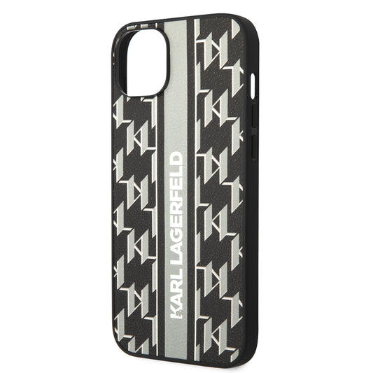 Étui pour Apple iPhone 14 Plus, Karl Lagerfeld, Monogram Stripe, Gris