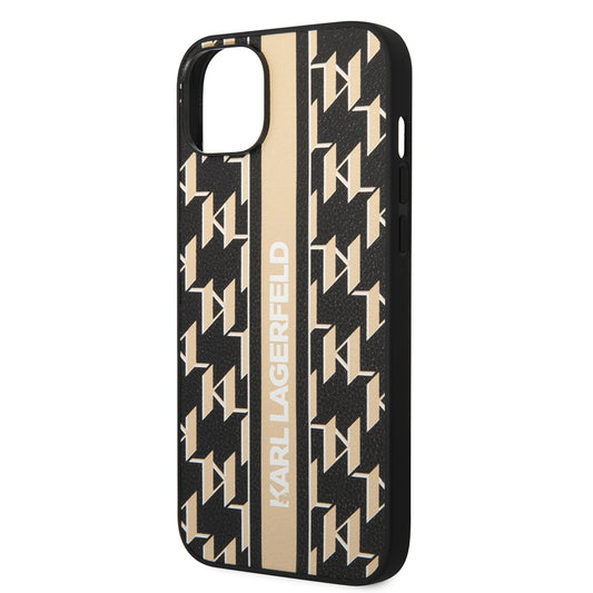 Étui pour Apple iPhone 14 Plus, Karl Lagerfeld, Monogram Stripe, Marron