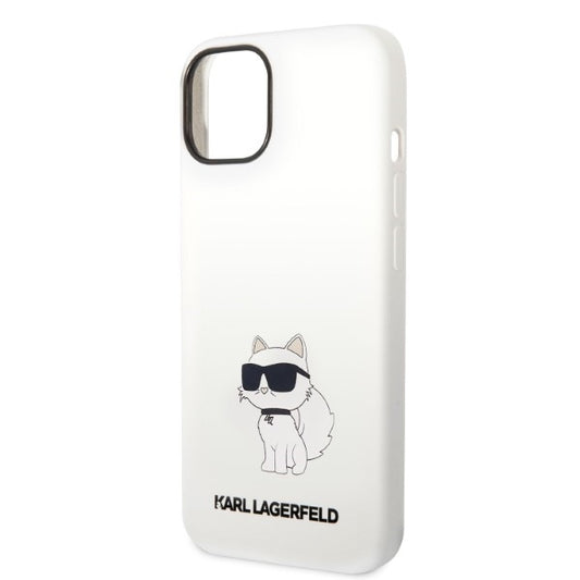 Étui pour Apple iPhone 14 Plus, Karl Lagerfeld, Silicone Choupette, Blanc