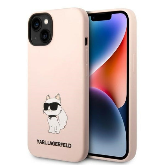 Étui pour Apple iPhone 14 Plus, Karl Lagerfeld, Silicone Choupette, Rose