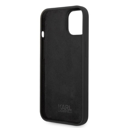 Étui pour Apple iPhone 14 Plus, Karl Lagerfeld, Silicone Ikonik Karl, Noir