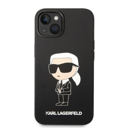 Étui pour Apple iPhone 14 Plus, Karl Lagerfeld, Silicone Ikonik Karl, Noir