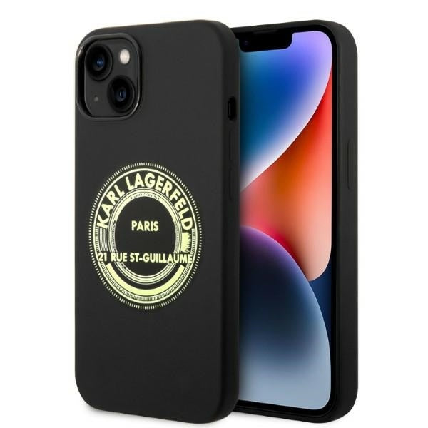 Étui pour Apple iPhone 14 Plus, Karl Lagerfeld, Silicone RSG, Noir