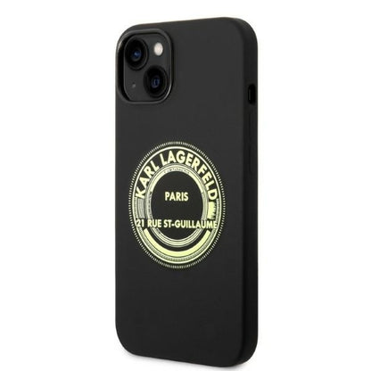 Étui pour Apple iPhone 14 Plus, Karl Lagerfeld, Silicone RSG, Noir