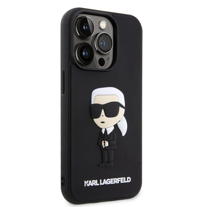 Étui pour Apple iPhone 14 Pro, Karl Lagerfeld, 3D Rubber Ikonik Karl, Noir