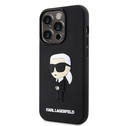 Étui pour Apple iPhone 14 Pro, Karl Lagerfeld, 3D Rubber Ikonik Karl, Noir