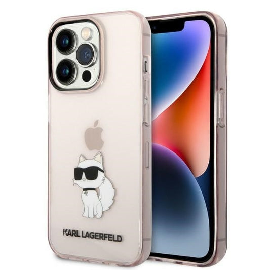 Hülle für Apple iPhone 14 Pro, Karl Lagerfeld, Ikonik Choupette, Rosa
