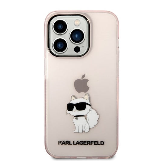 Hülle für Apple iPhone 14 Pro, Karl Lagerfeld, Ikonik Choupette, Rosa