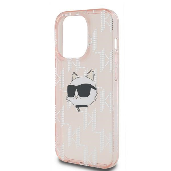 Étui pour Apple iPhone 14 Pro, Karl Lagerfeld, IML Luxury Monogram Choupette's Head, Rose