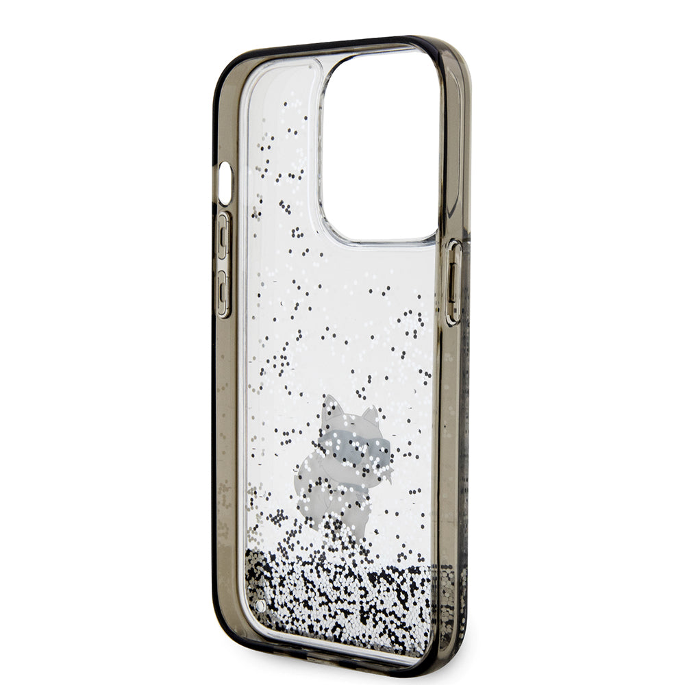 Hülle für Apple iPhone 14 Pro, Karl Lagerfeld, Liquid Glitter Choupette, Transparent