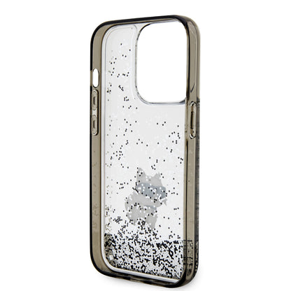 Hülle für Apple iPhone 14 Pro, Karl Lagerfeld, Liquid Glitter Choupette, Transparent