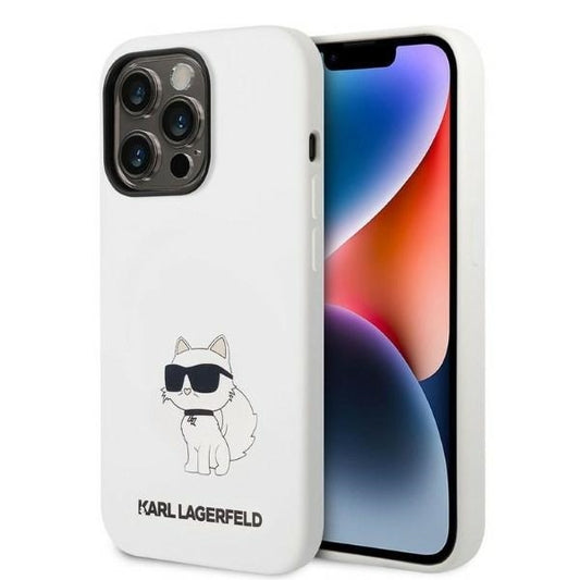 Étui pour Apple iPhone 14 Pro, Karl Lagerfeld, Silicone Choupette, Blanc