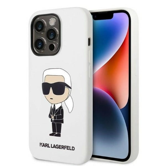 Étui pour Apple iPhone 14 Pro, Karl Lagerfeld, Silicone Ikonik NFT, Blanc