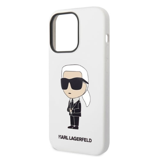 Étui pour Apple iPhone 14 Pro, Karl Lagerfeld, Silicone Ikonik NFT, Blanc