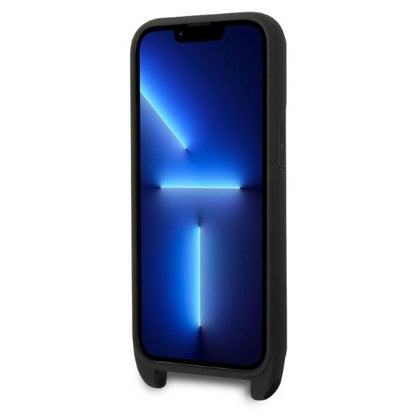 Case for Apple iPhone 14 Pro, Karl Lagerfeld, Monogram Plaque Logo with Strap, Black