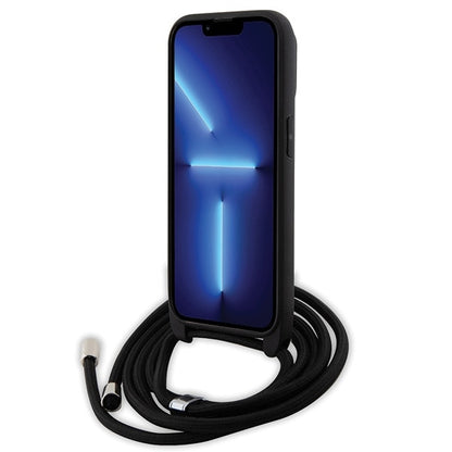 Étui pour Apple iPhone 14 Pro, Karl Lagerfeld, Saffiano Crossbody Metal Pin Karl & Choupette, Noir