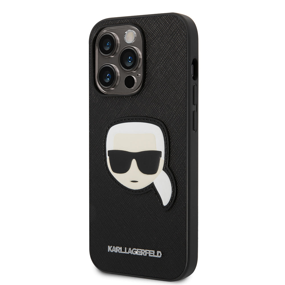 Case for Apple iPhone 14 Pro, Karl Lagerfeld, Saffiano Karl's Head, Black