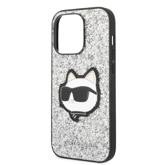 Étui pour Apple iPhone 14 Pro Max, Karl Lagerfeld, Glitter Choupette Patch, Argenté