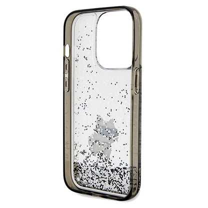 Hülle für Apple iPhone 14 Pro Max, Karl Lagerfeld, Liquid Glitter Choupette, Transparent