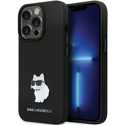 Hülle für Apple iPhone 14 Pro Max, Karl Lagerfeld, Silicone Choupette Metal, Schwarz