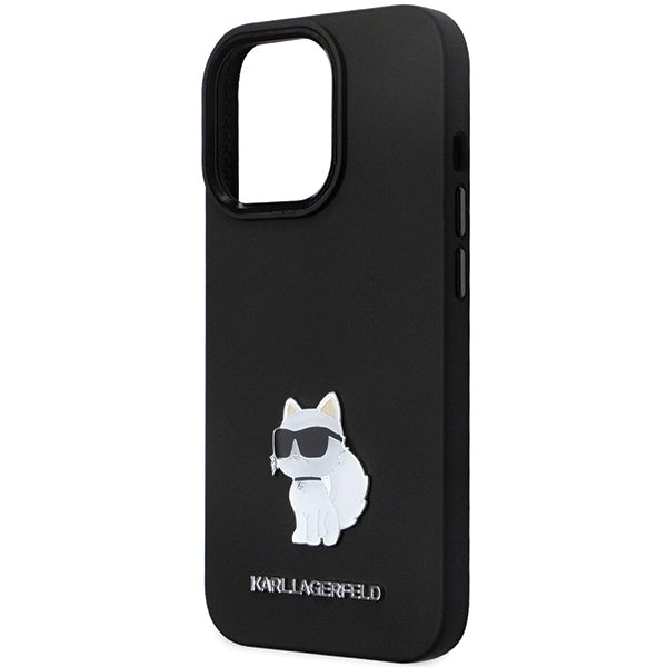Hülle für Apple iPhone 14 Pro Max, Karl Lagerfeld, Silicone Choupette Metal, Schwarz