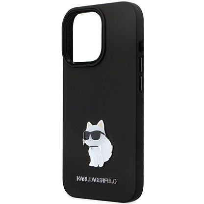 Hülle für Apple iPhone 14 Pro Max, Karl Lagerfeld, Silicone Choupette Metal, Schwarz