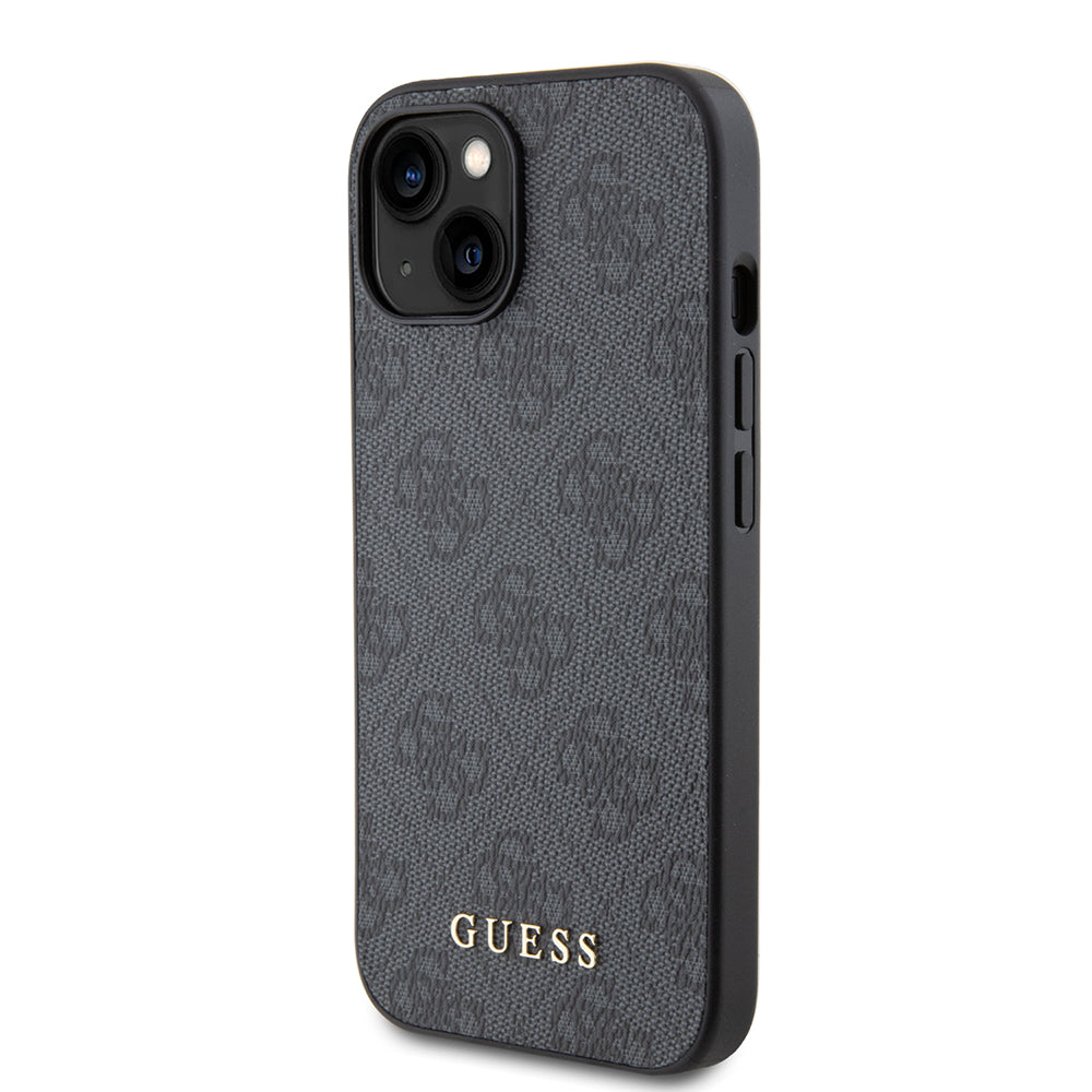 Case for Apple iPhone 15, Guess, 4G Metal Gold Logo, Grey
