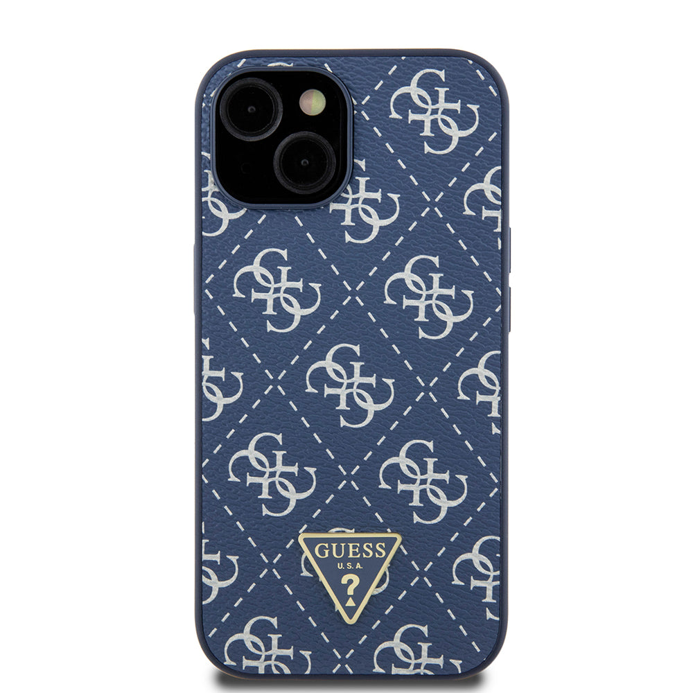 Housse pour Apple iPhone 15, Guess, logo Triangle 4G, Bleue