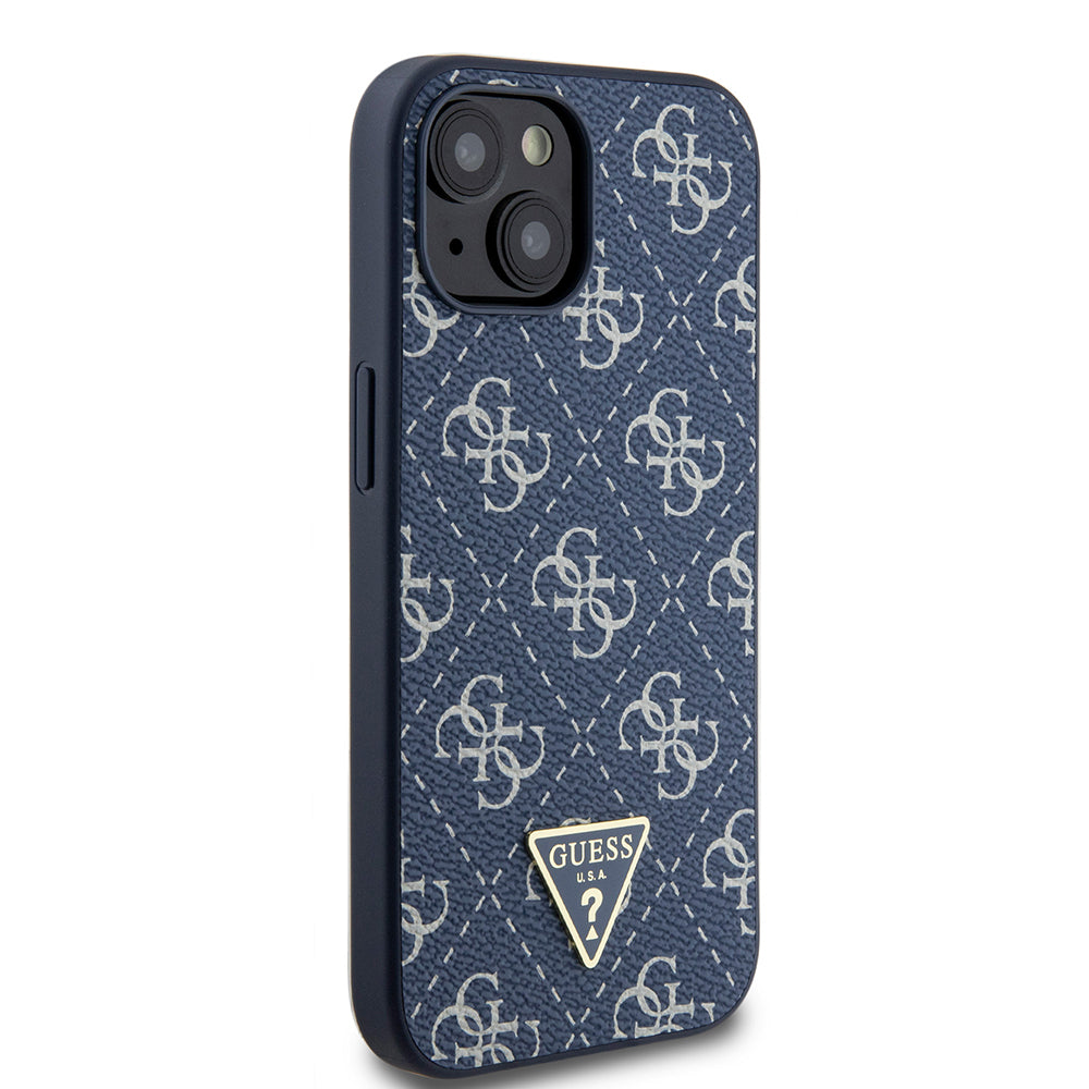 Housse pour Apple iPhone 15, Guess, logo Triangle 4G, Bleue