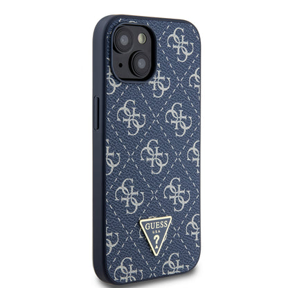 Housse pour Apple iPhone 15, Guess, logo Triangle 4G, Bleue