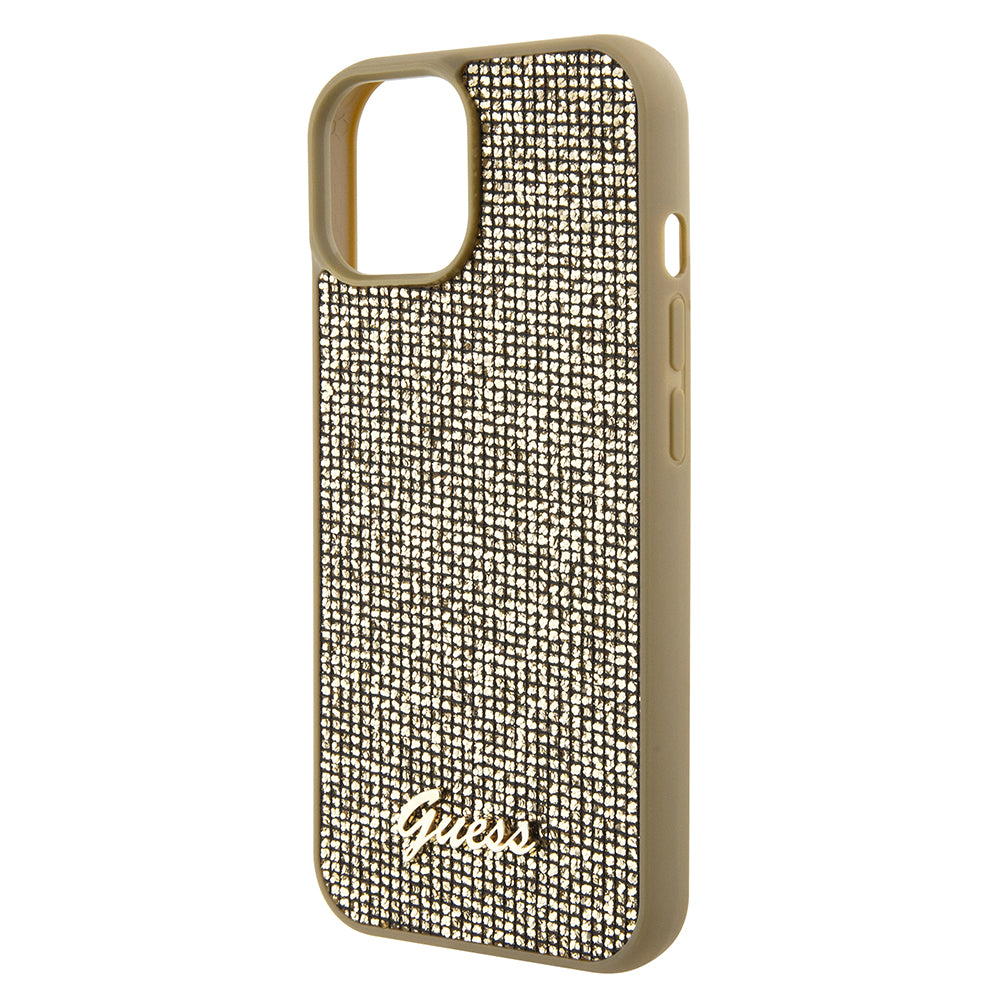 Hülle für Apple iPhone 15, Guess, Disco Metal Script, Gold