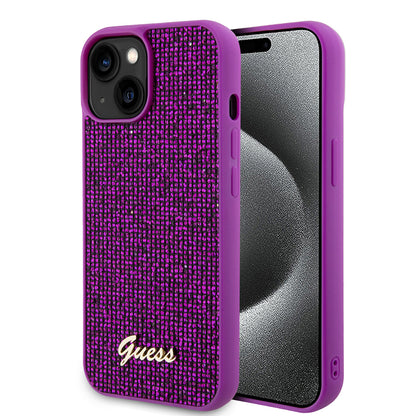 Étui pour Apple iPhone 15, Guess, Disco Metal Script, Fuchsia