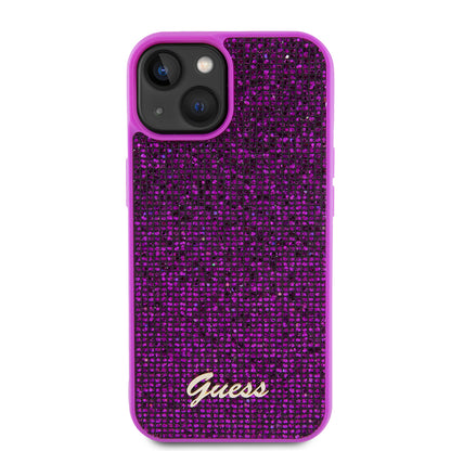Étui pour Apple iPhone 15, Guess, Disco Metal Script, Fuchsia