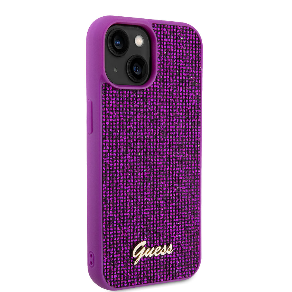 Étui pour Apple iPhone 15, Guess, Disco Metal Script, Fuchsia