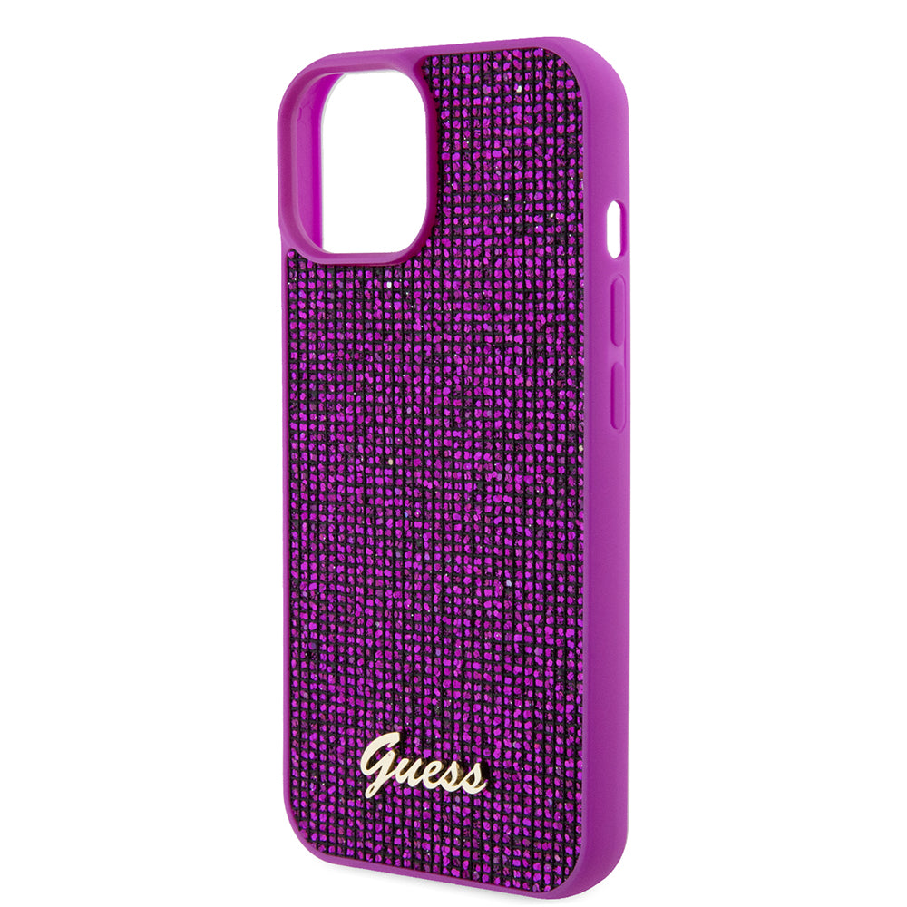 Étui pour Apple iPhone 15, Guess, Disco Metal Script, Fuchsia